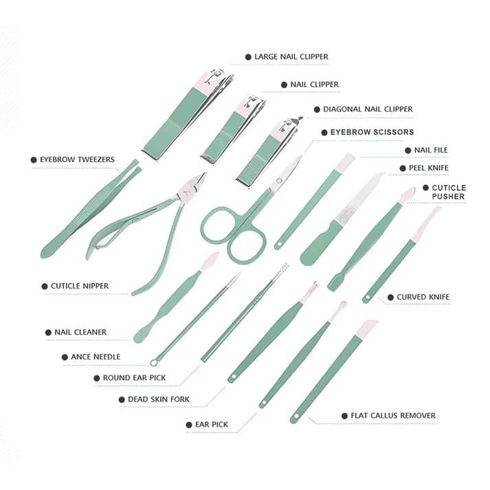 Nail Clippers Portable Set 16pcs - Image 3